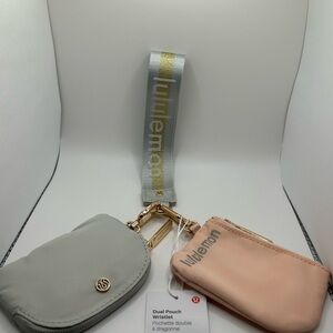 Lululemon Dual Pouch Wristlet | Grey & Peach Organizer Bag NWT Free Ship